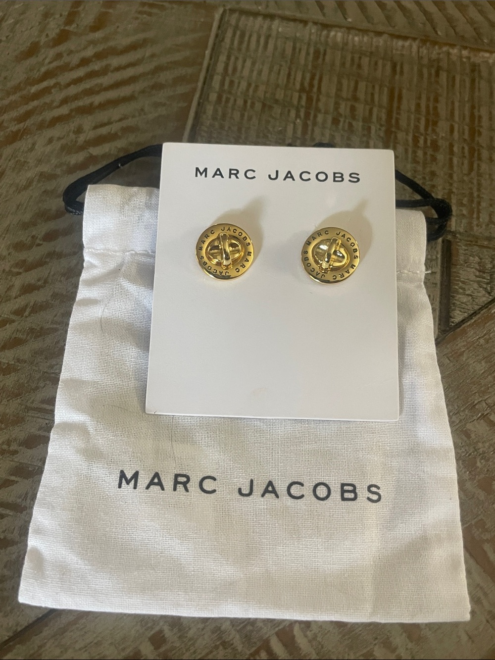 Marc Jacobs Gold Round Turn Lock Earrings